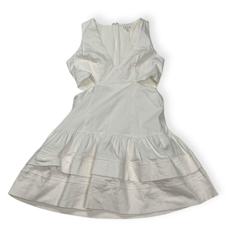 TCEC women's small white dress cutout tiered mini bridal shower fun summer beach